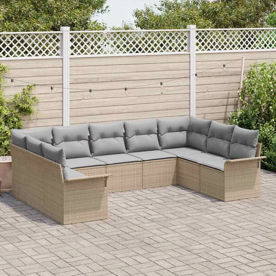 Ensemble de canapé de jardin avec coussin Beige polyrotin - 3