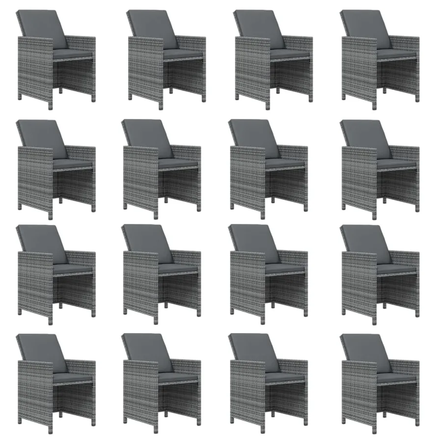 Ensemble à manger de jardin 17 pcs et coussins résine tressée - 4