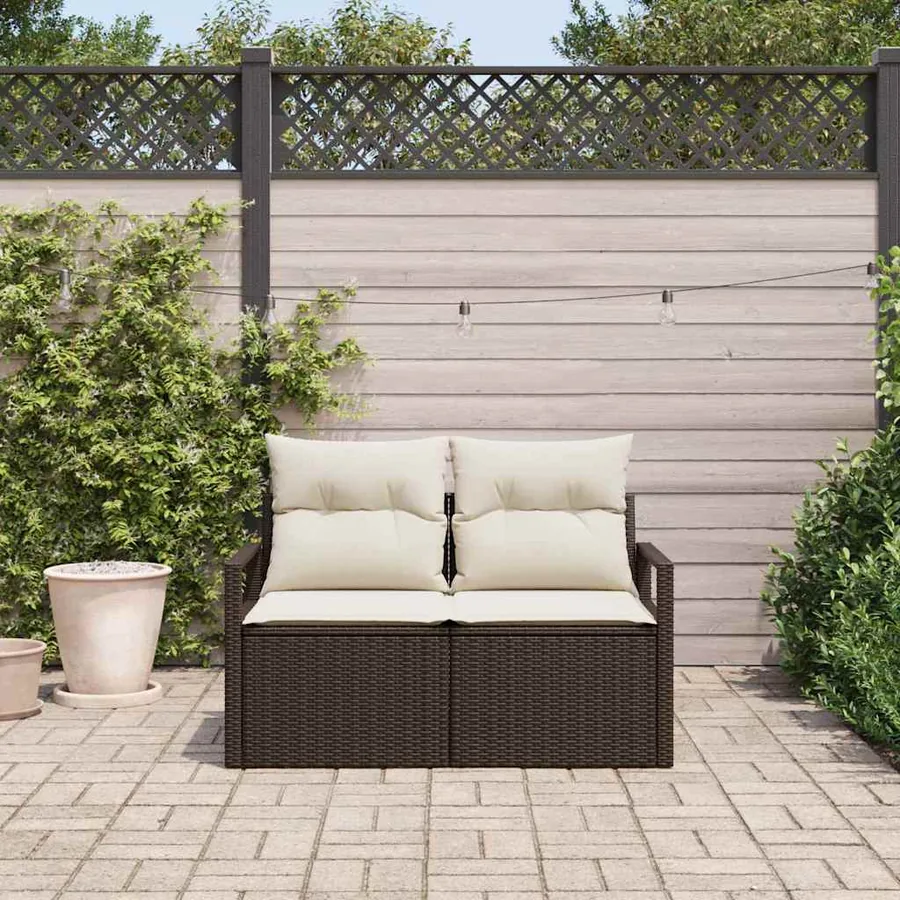 Canapé de jardin avec coussin 120 x 62 x 69 cm polyrotin - 3