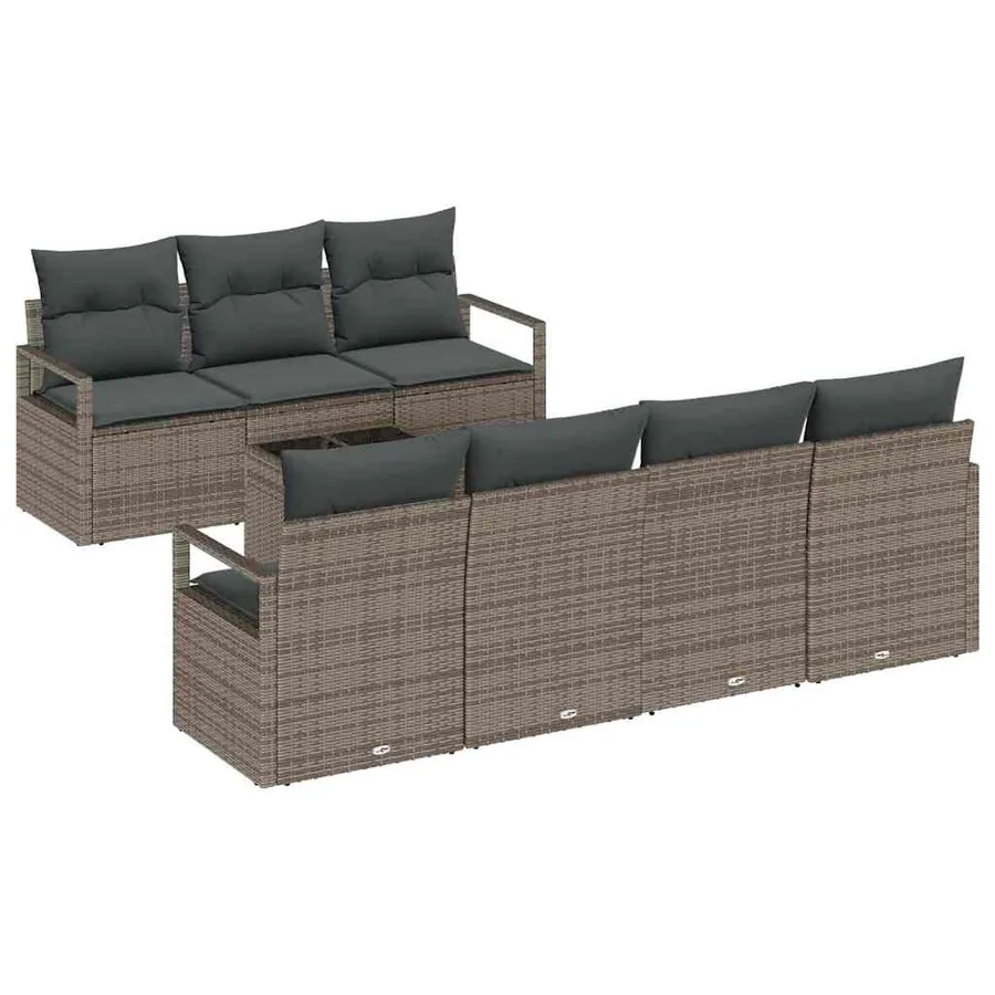 Ensemble de canapé de jardin avec coussin 8 pcs Gris polyrotin - 2