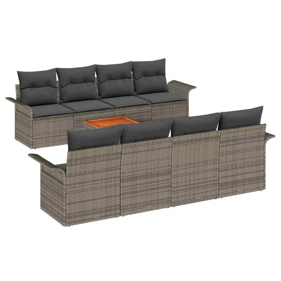 Ensemble de canapé de jardin avec stockage 9 pcs Gris polyrotin - 2