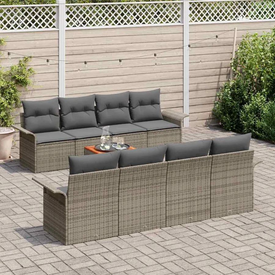 Ensemble de canapé de jardin avec stockage 9 pcs Gris polyrotin - 3