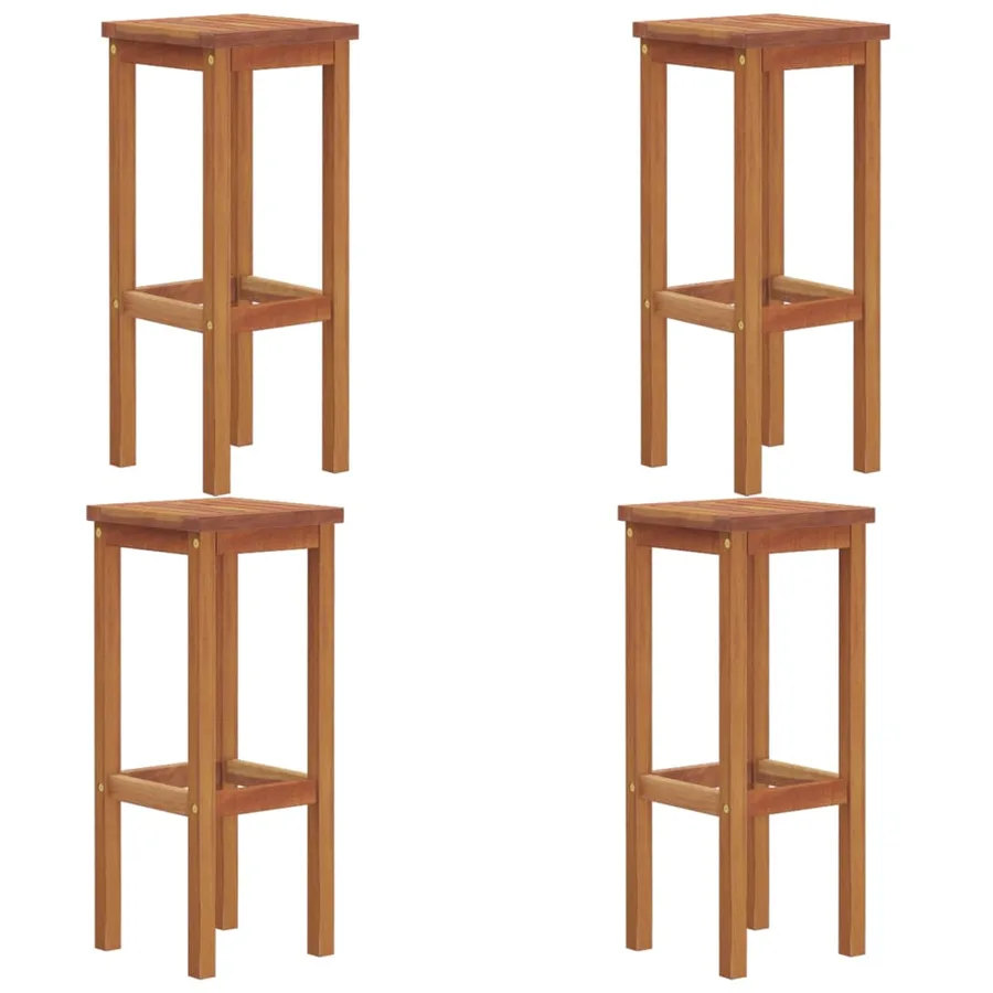 Tabourets de bar lot de 4 bois massif d'acacia - 2