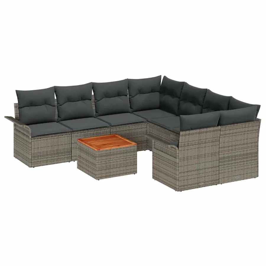 Ensemble de canapé de jardin avec stockage 9 pcs Gris polyrotin - 2