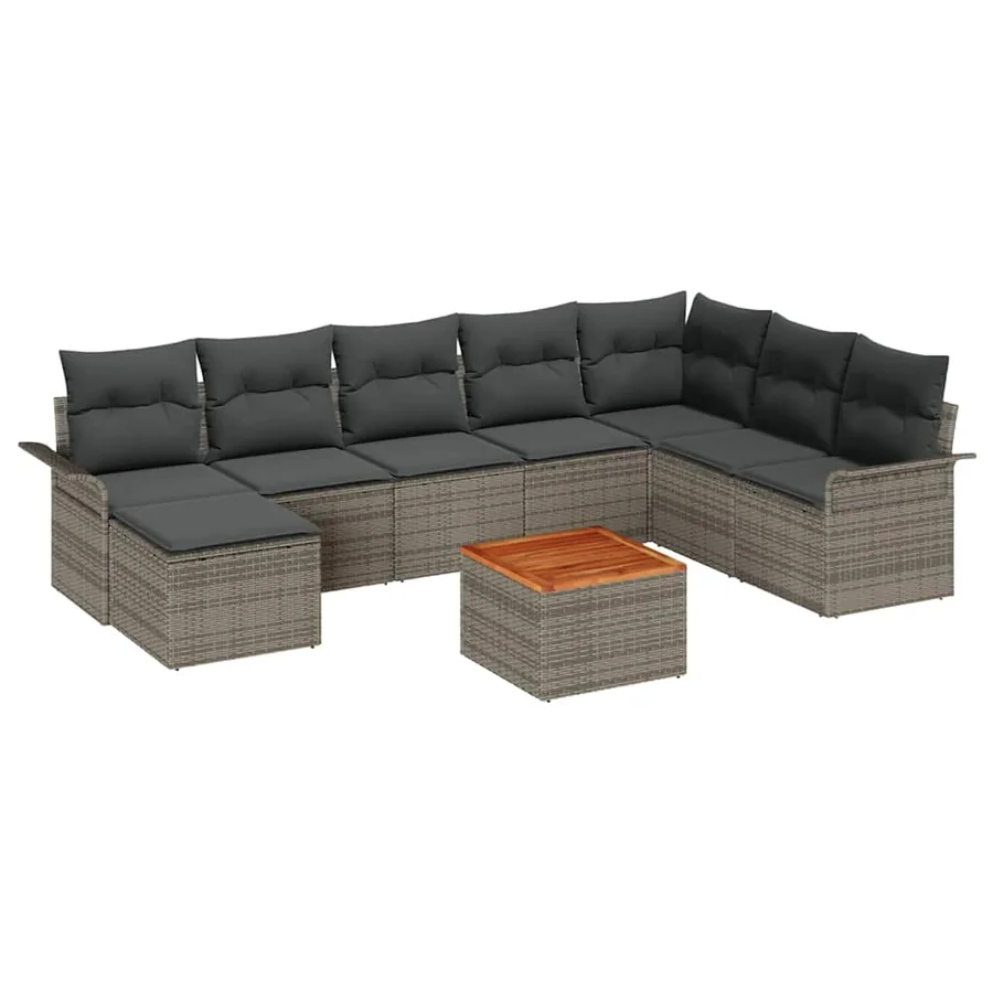 Ensemble de canapé de jardin avec stockage 9 pcs Gris polyrotin - 2