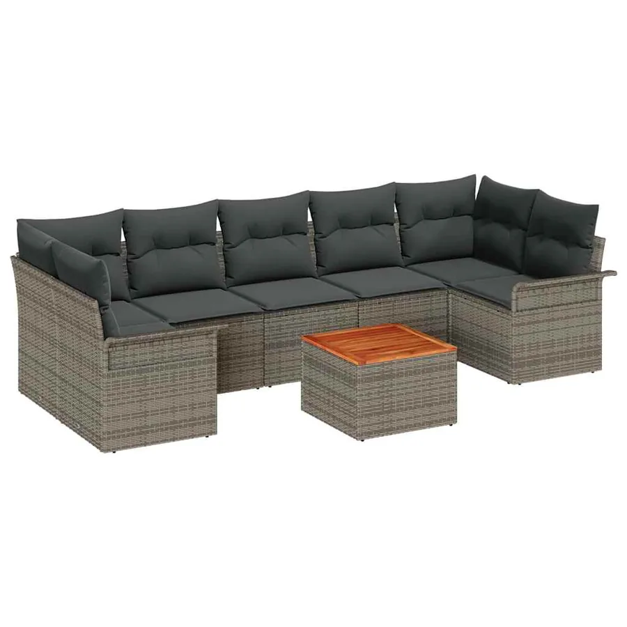 Ensemble de canapé de jardin avec stockage 8 pcs Gris polyrotin - 2