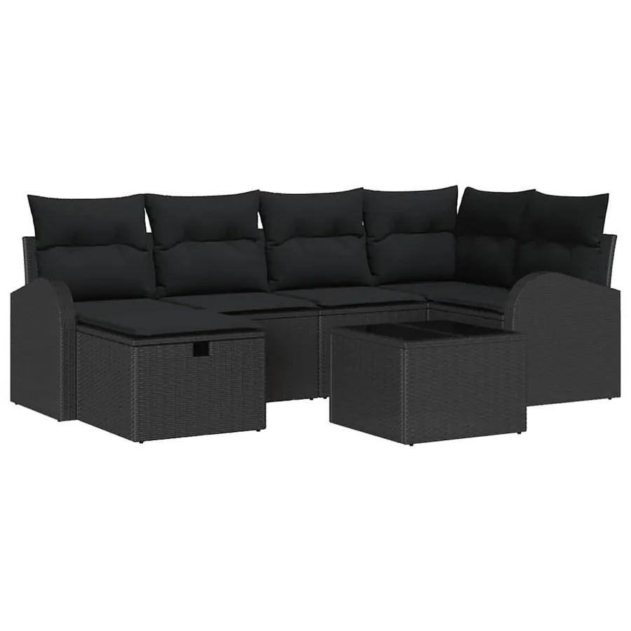 Ensemble de canapé de jardin 7 pcs Noir 234 x 124 x 85 cm - 2