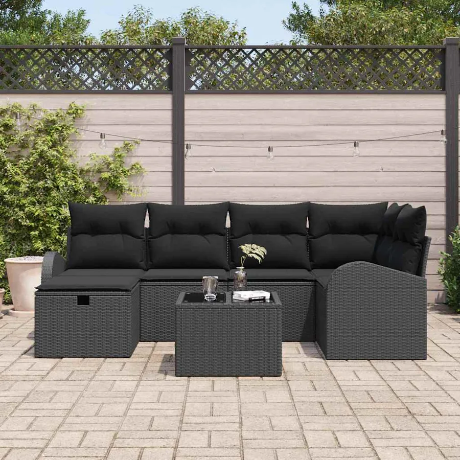 Ensemble de canapé de jardin 7 pcs Noir 234 x 124 x 85 cm - 3