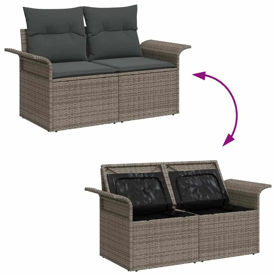 Ensemble de canapé de jardin 10 pcs Gris polyrotin - 8