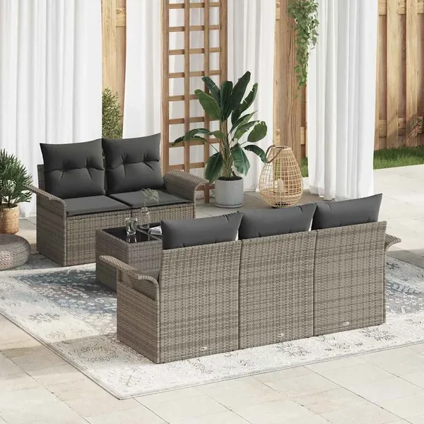 Ensemble de canapé de jardin 6 pcs Gris 55 x 55 x 37 cm