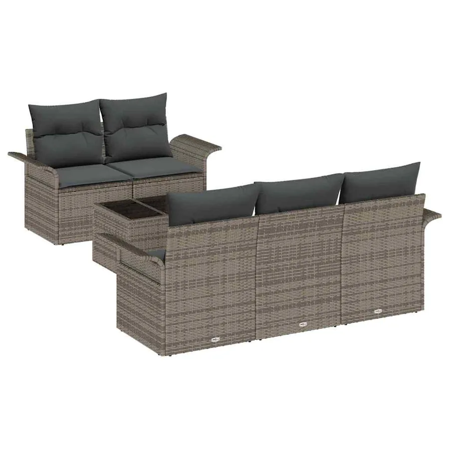 Ensemble de canapé de jardin 6 pcs Gris 55 x 55 x 37 cm - 2