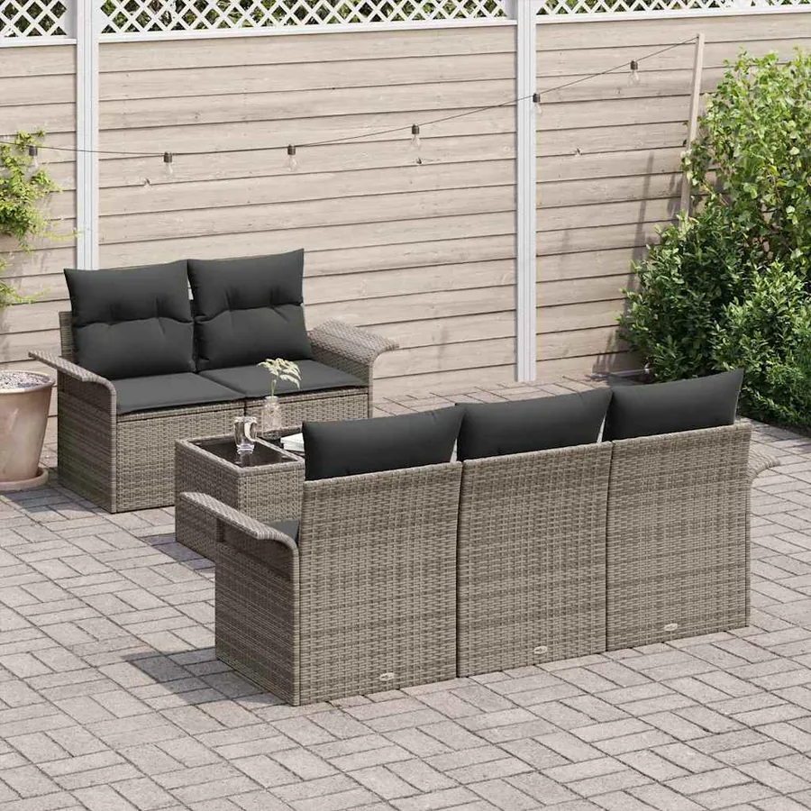 Ensemble de canapé de jardin 6 pcs Gris 55 x 55 x 37 cm - 3