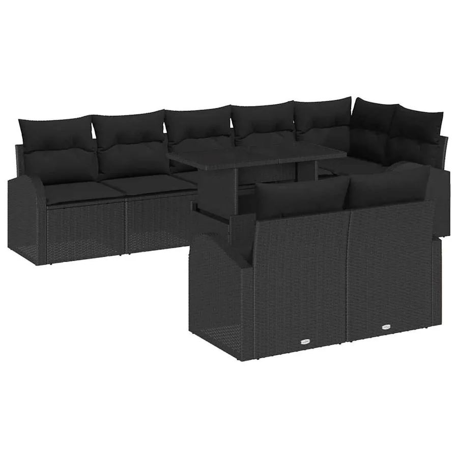 Ensemble de canapé de jardin avec stockage 9 pcs Noir polyrotin - 2