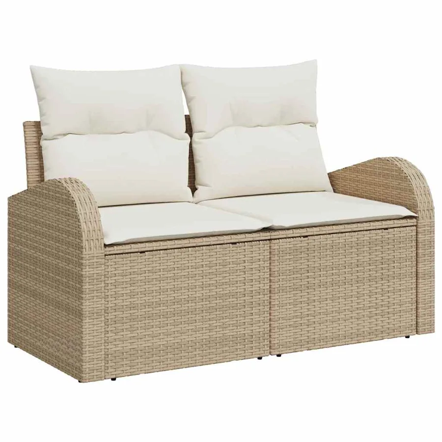Ensemble de canapé de jardin 7 pcs beige et crème polyrotin - 4