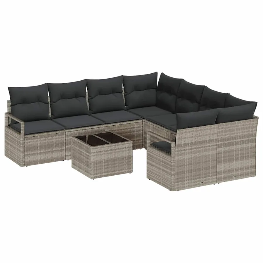 Ensemble de Canapés 9 pcs Gris clair et gris foncé polyrotin - 2