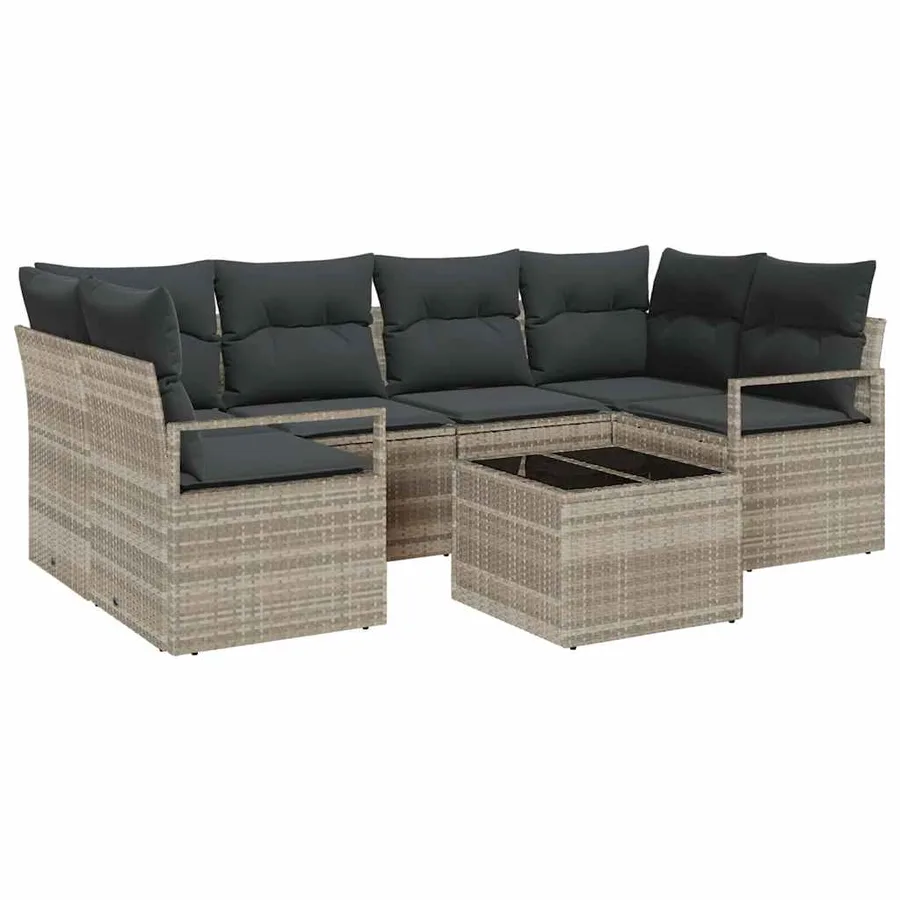 Ensemble de canapé de jardin 7 pcs Gris clair et gris foncé - 2