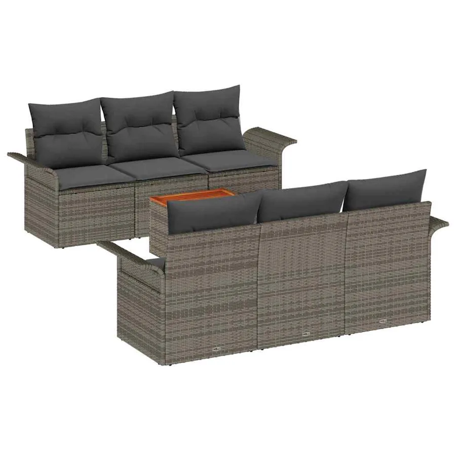 Ensemble de canapé de jardin avec stockage 7 pcs Gris polyrotin - 2