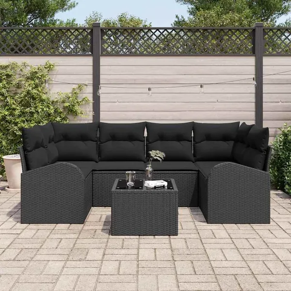 Ensemble de canapé de jardin Noir 55 x 55 x 37 cm polyrotin