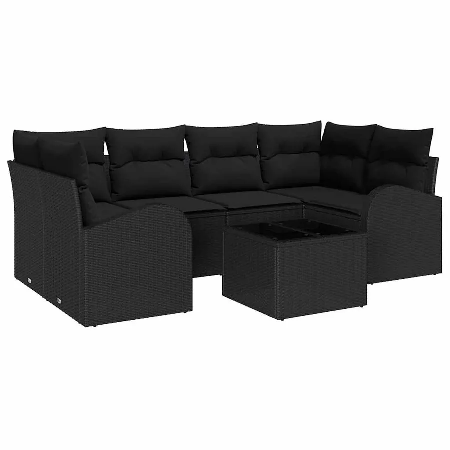 Ensemble de canapé de jardin Noir 55 x 55 x 37 cm polyrotin - 2