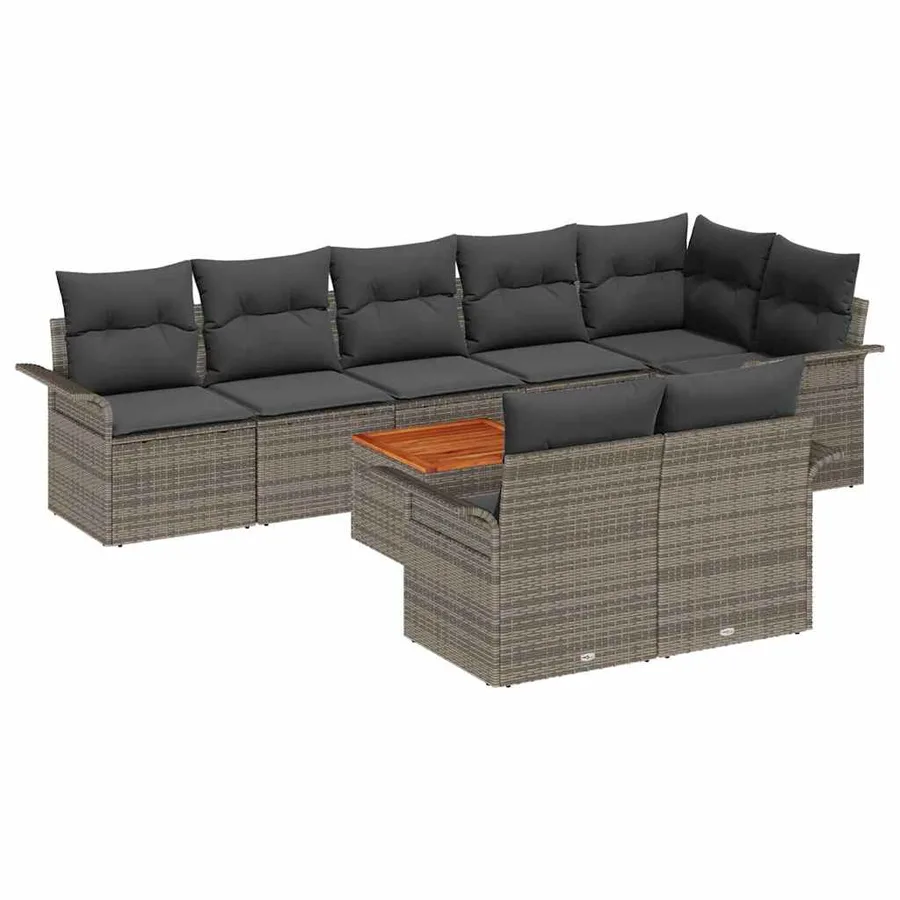 Ensemble de canapé de jardin avec stockage 9 pcs Gris polyrotin - 2