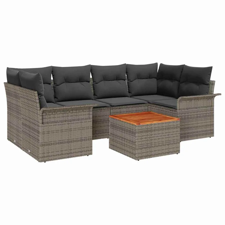 Ensemble de canapé de jardin avec stockage 7 pcs Gris polyrotin - 2