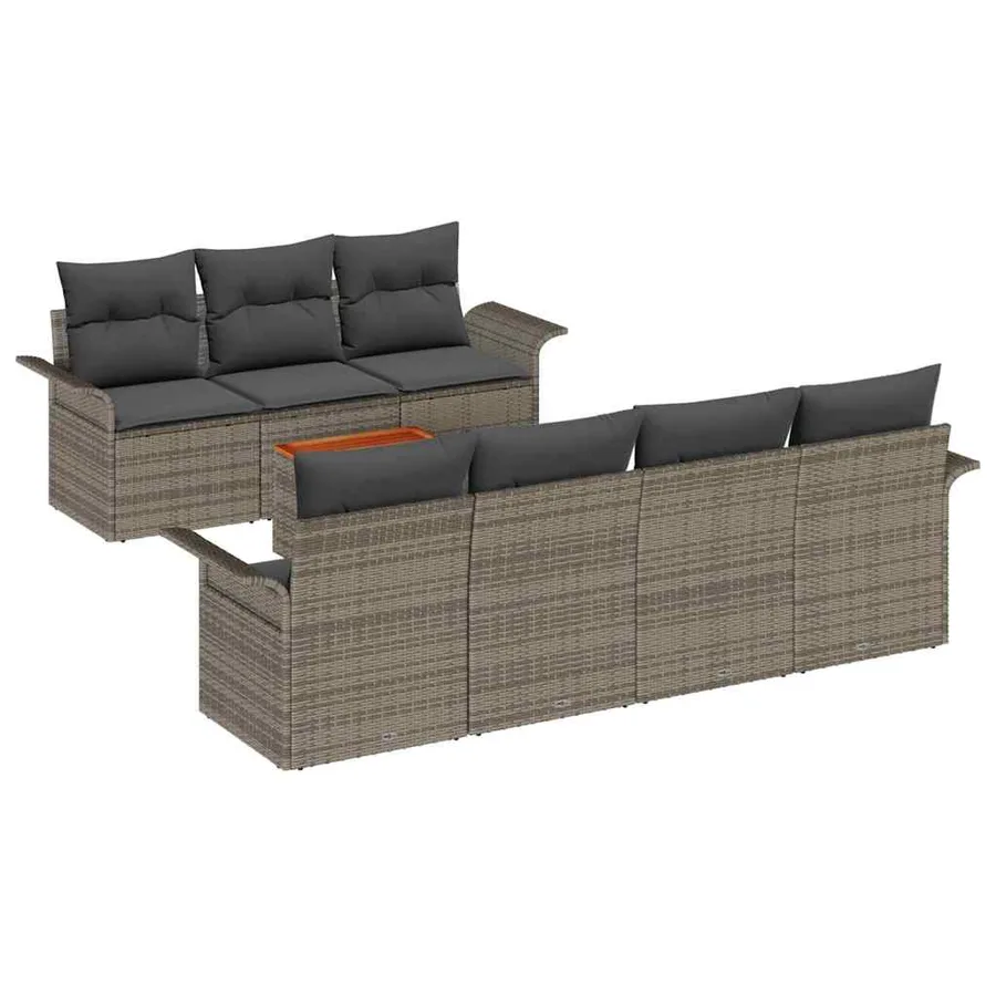 Ensemble de canapé de jardin avec stockage 8 pcs Gris polyrotin - 2