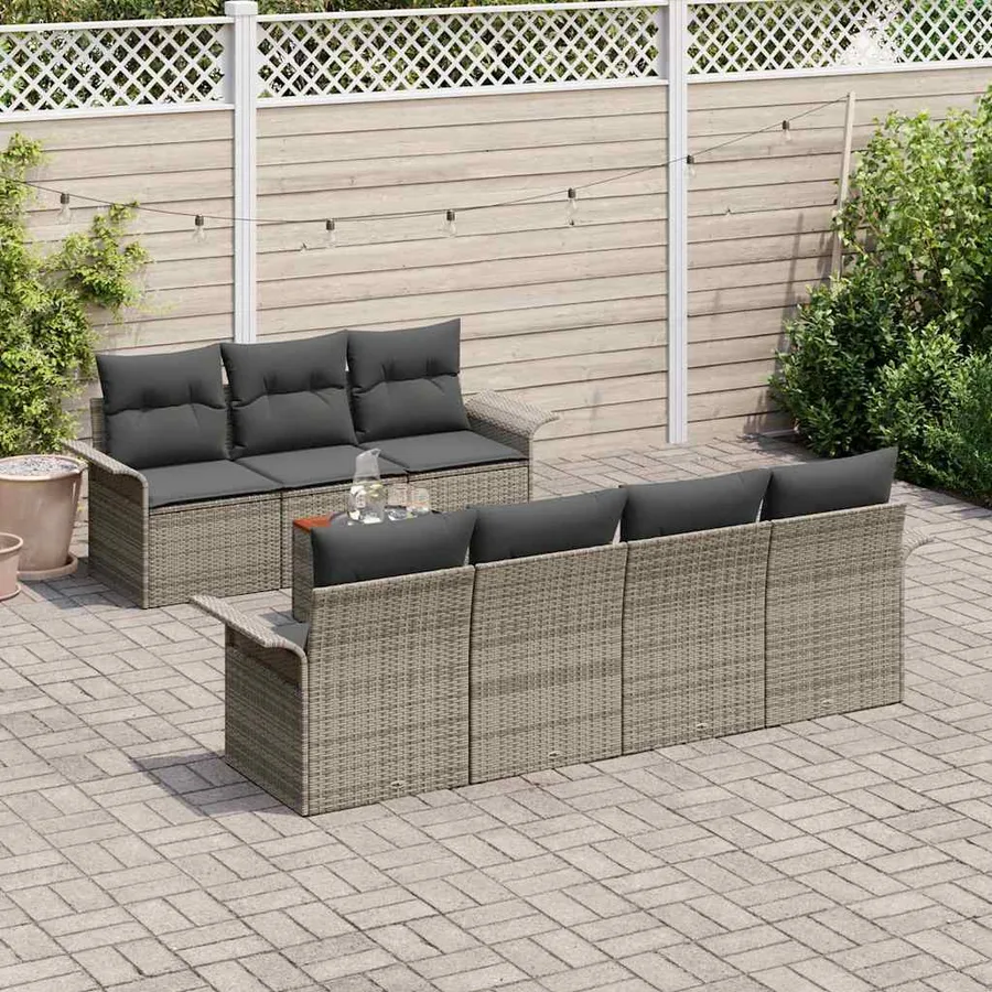 Ensemble de canapé de jardin avec stockage 8 pcs Gris polyrotin - 3