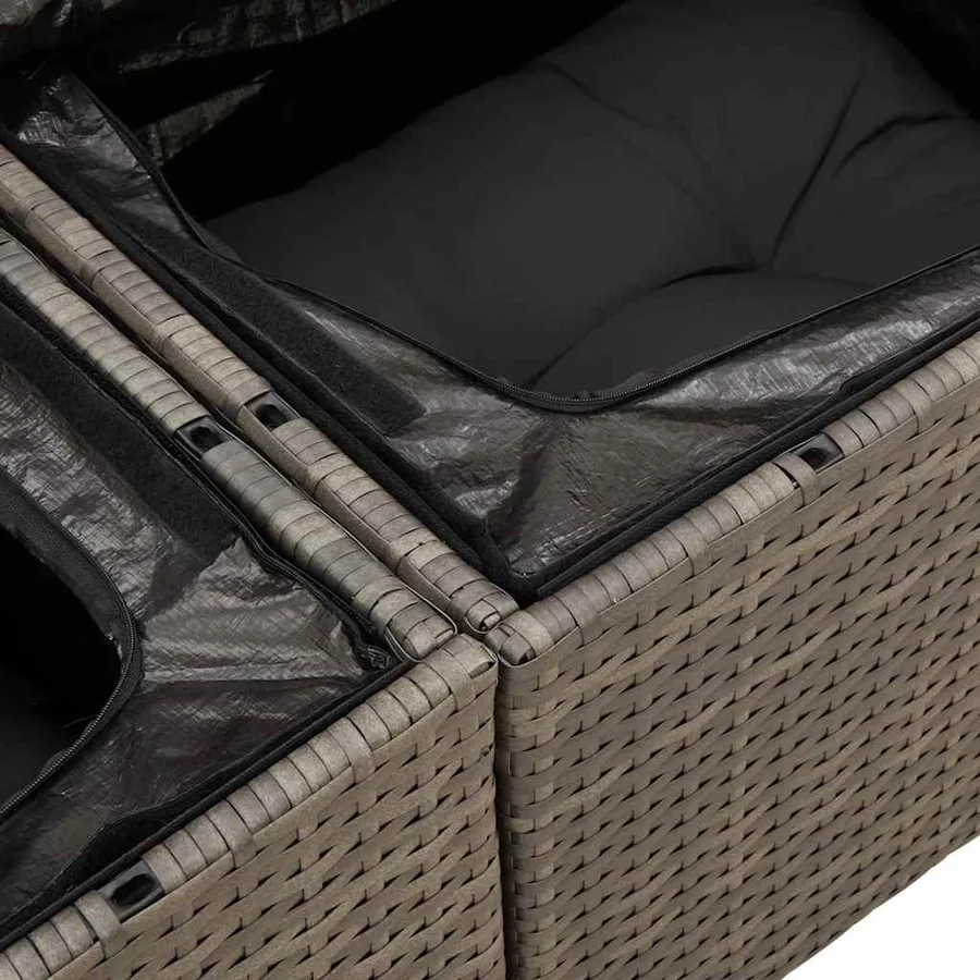 Ensemble de Canapés avec coussin 8 pcs Gris clair polyrotin - 10
