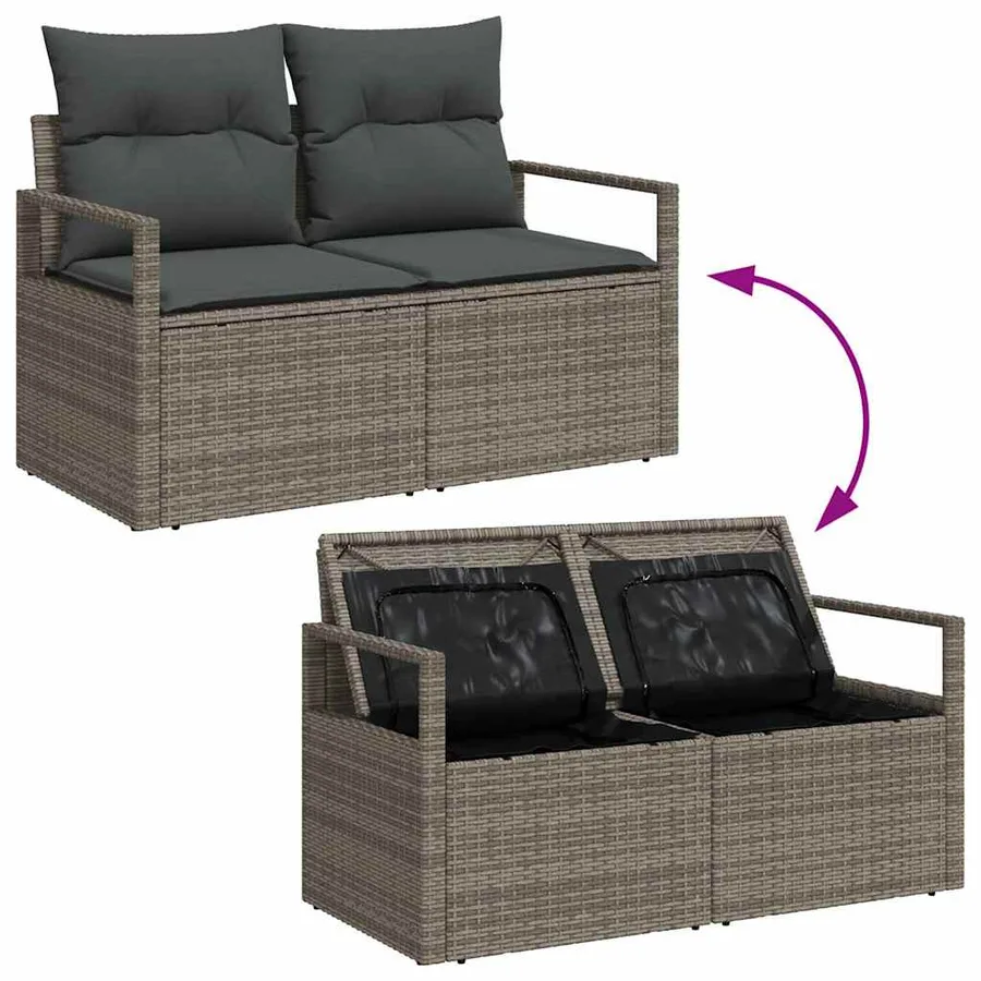 Ensemble de Canapés avec coussin 8 pcs Gris clair polyrotin - 11