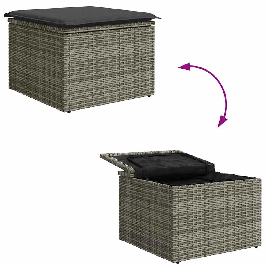 Ensemble de Canapés avec coussin 8 pcs Gris clair polyrotin - 14