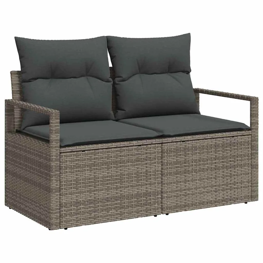 Ensemble de Canapés avec coussin 8 pcs Gris clair polyrotin - 4