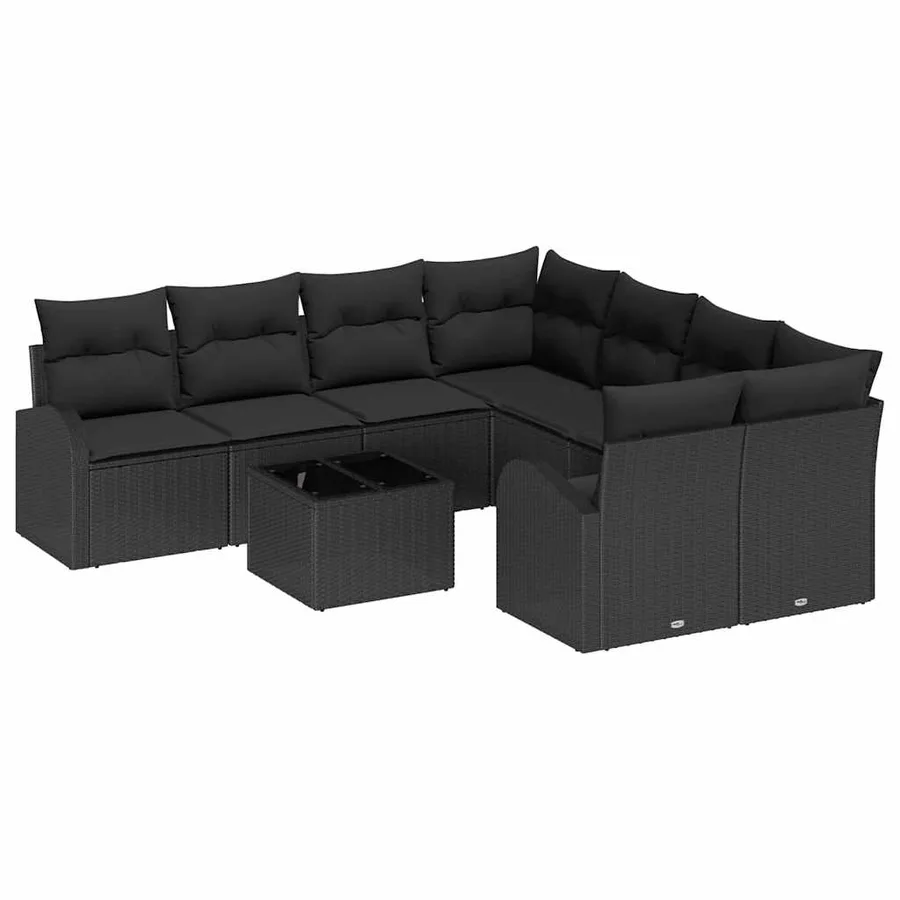 Ensemble de canapé de jardin Noir 55 x 55 x 37 cm polyrotin - 2