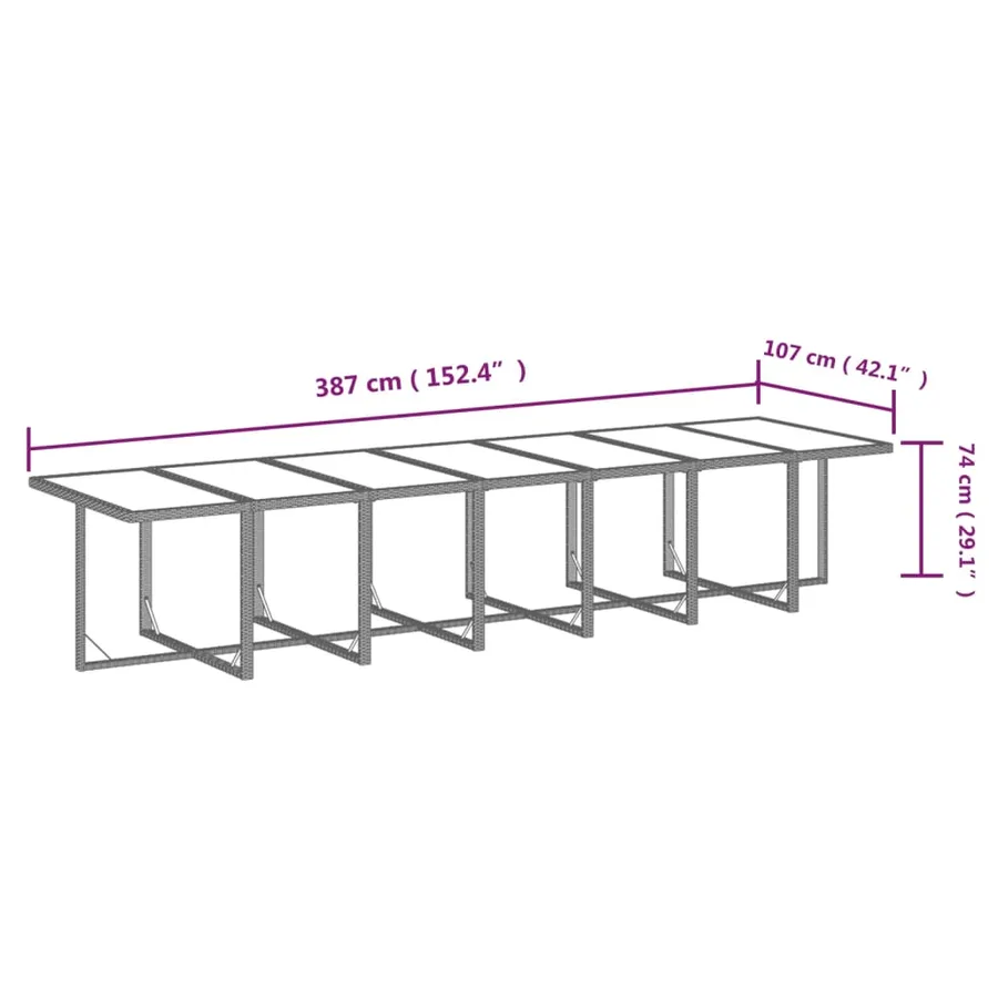 Ensemble à manger de jardin coussins 15 pcs Résine tressée Gris - 10
