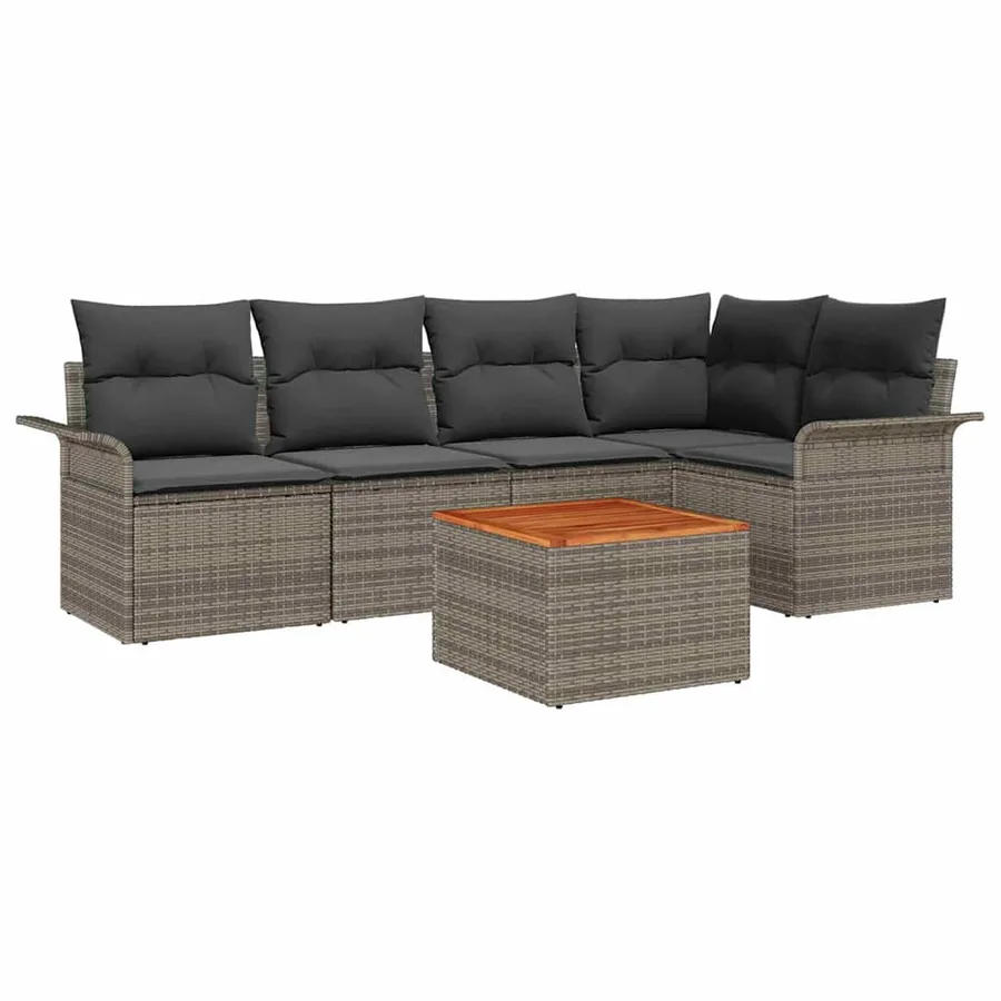 Ensemble de canapé de jardin avec stockage 6 pcs Gris polyrotin - 2