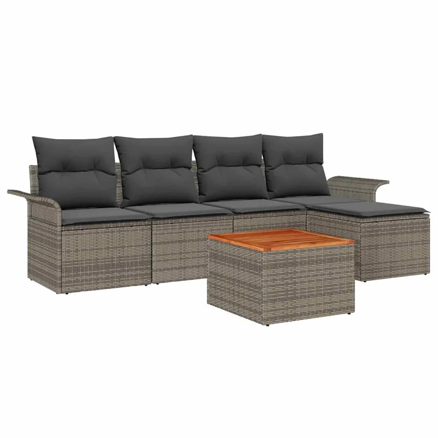 Ensemble de canapé de jardin avec stockage 6 pcs Gris polyrotin - 2