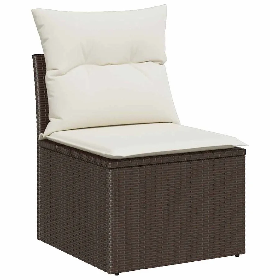 Ensemble de canapé de jardin 9 pcs Marron et blanc polyrotin - 5