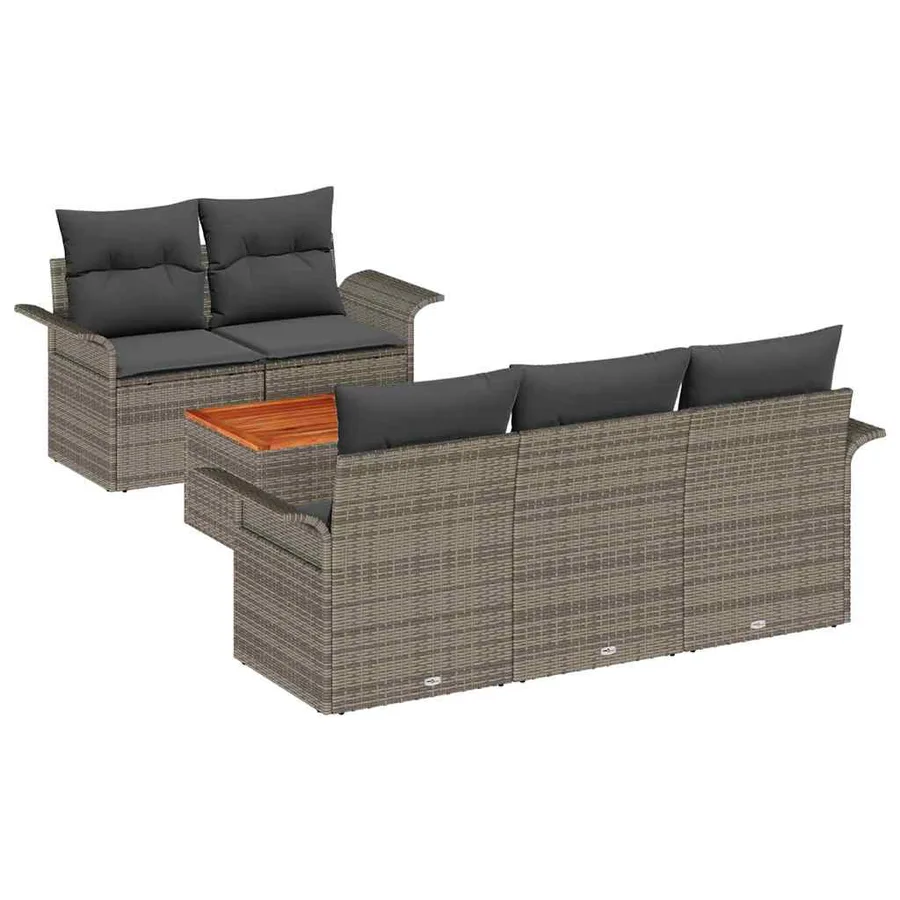 Ensemble de canapé de jardin avec stockage 6 pcs Gris polyrotin - 2