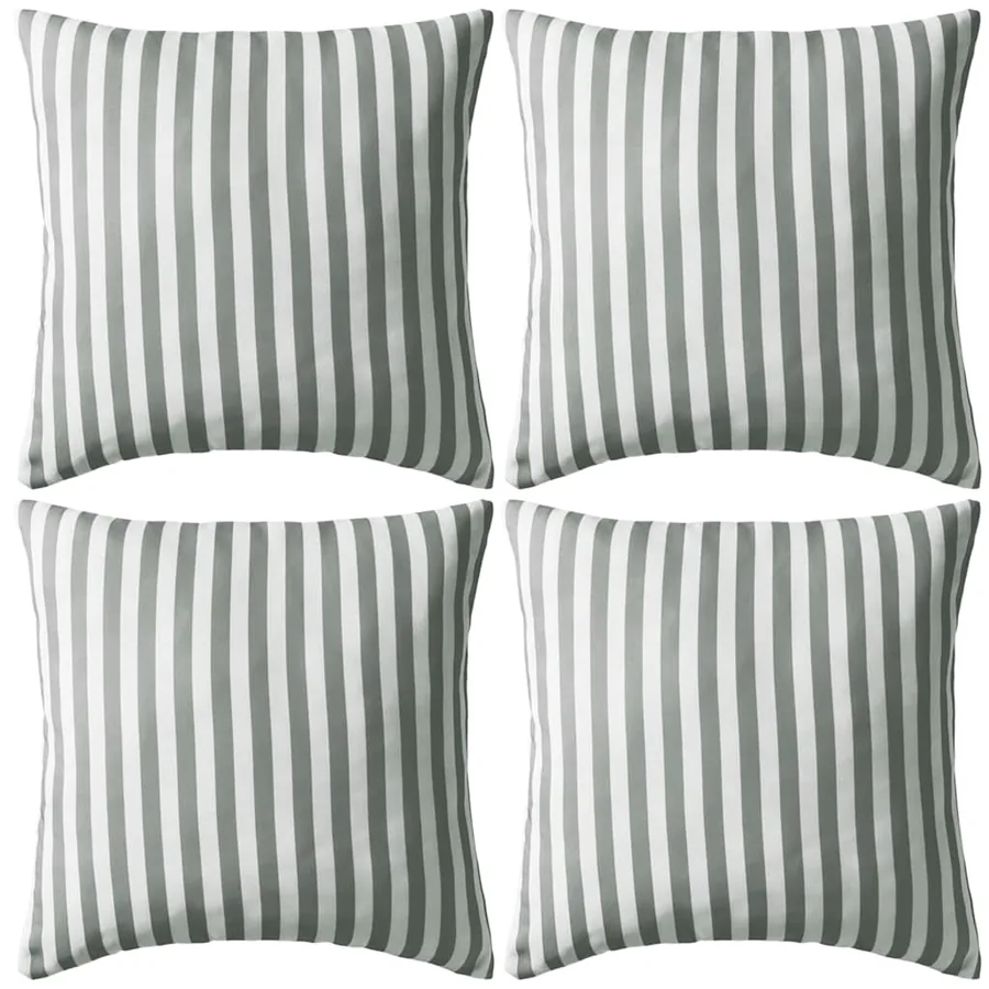 Oreiller d'extérieur lot de 4 Impression rayure 45 x 45 cm Gris
