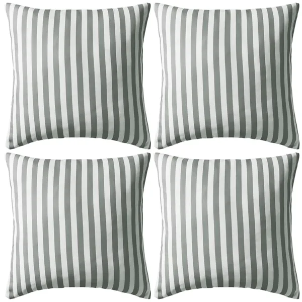 Oreiller d'extérieur lot de 4 Impression rayure 45 x 45 cm Gris
