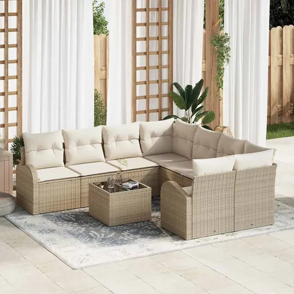 Ensemble de canapé de jardin Beige 55 x 55 x 37 cm polyrotin