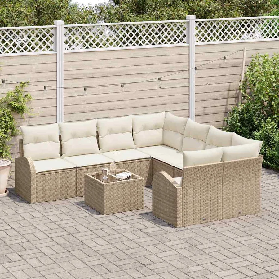 Ensemble de canapé de jardin Beige 55 x 55 x 37 cm polyrotin - 3
