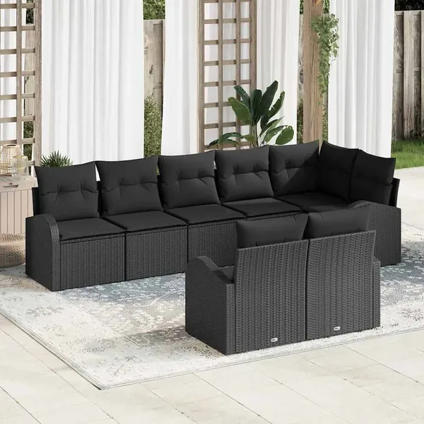 Ensemble de canapé de jardin 8 pcs polyrotin