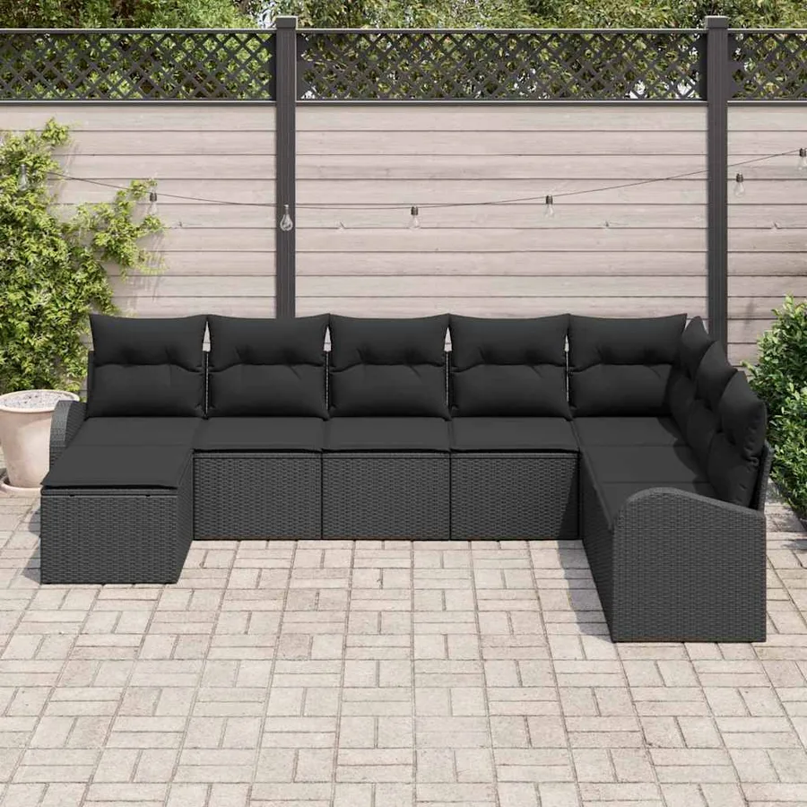 Ensemble de canapé de jardin 8 pcs Noir Poly Rattan - 3