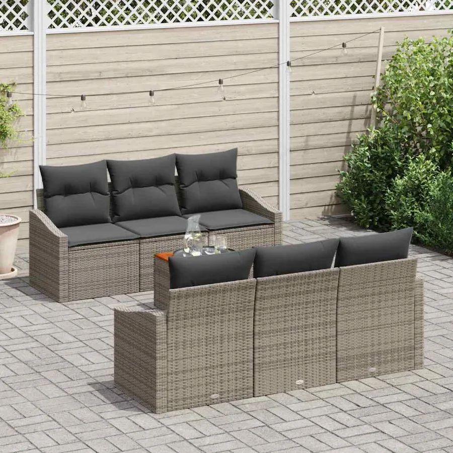 Ensemble de canapé de jardin avec stockage 7 pcs Gris polyrotin - 3