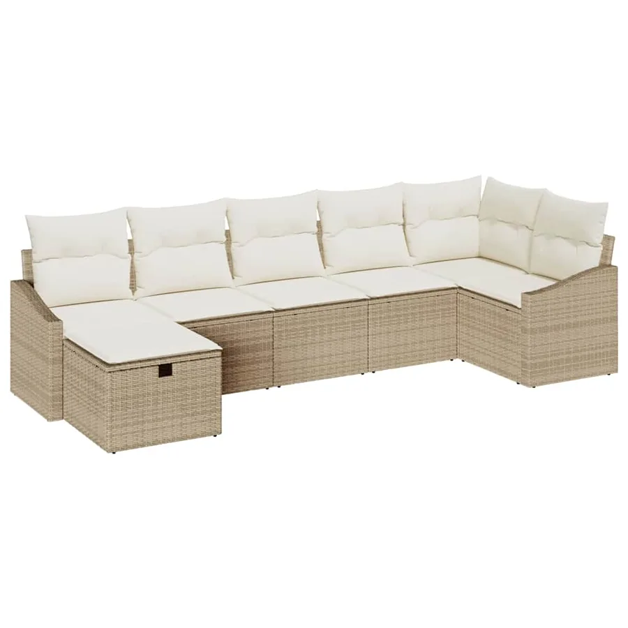 Ensemble de Canapés avec coussin avec stockage Beige polyrotin - 2
