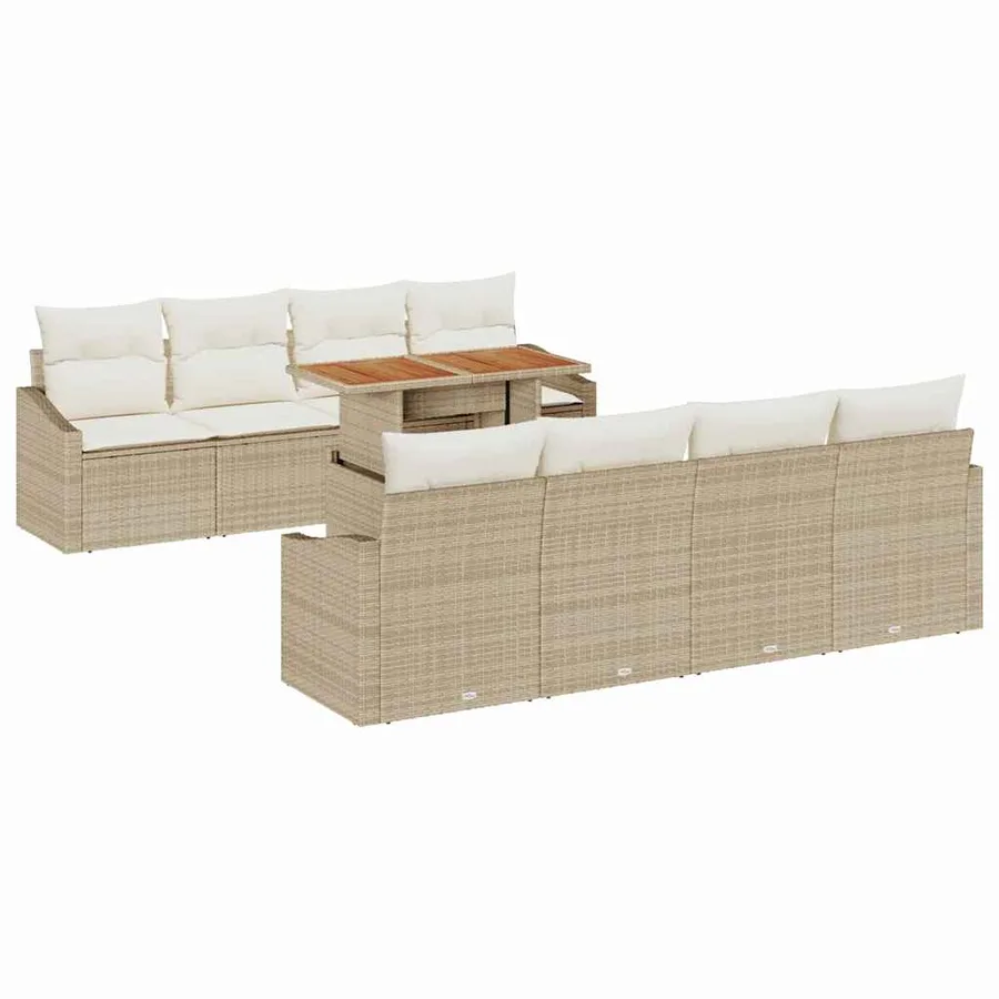 Ensemble de canapé de jardin 9 pc Beige et crème - 2