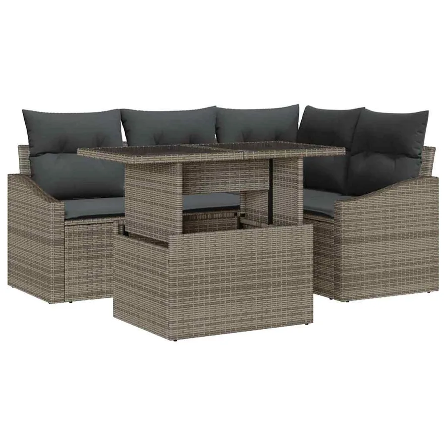 Ensemble de canapé de jardin avec coussin Réglable 5 pcs Gris - 2