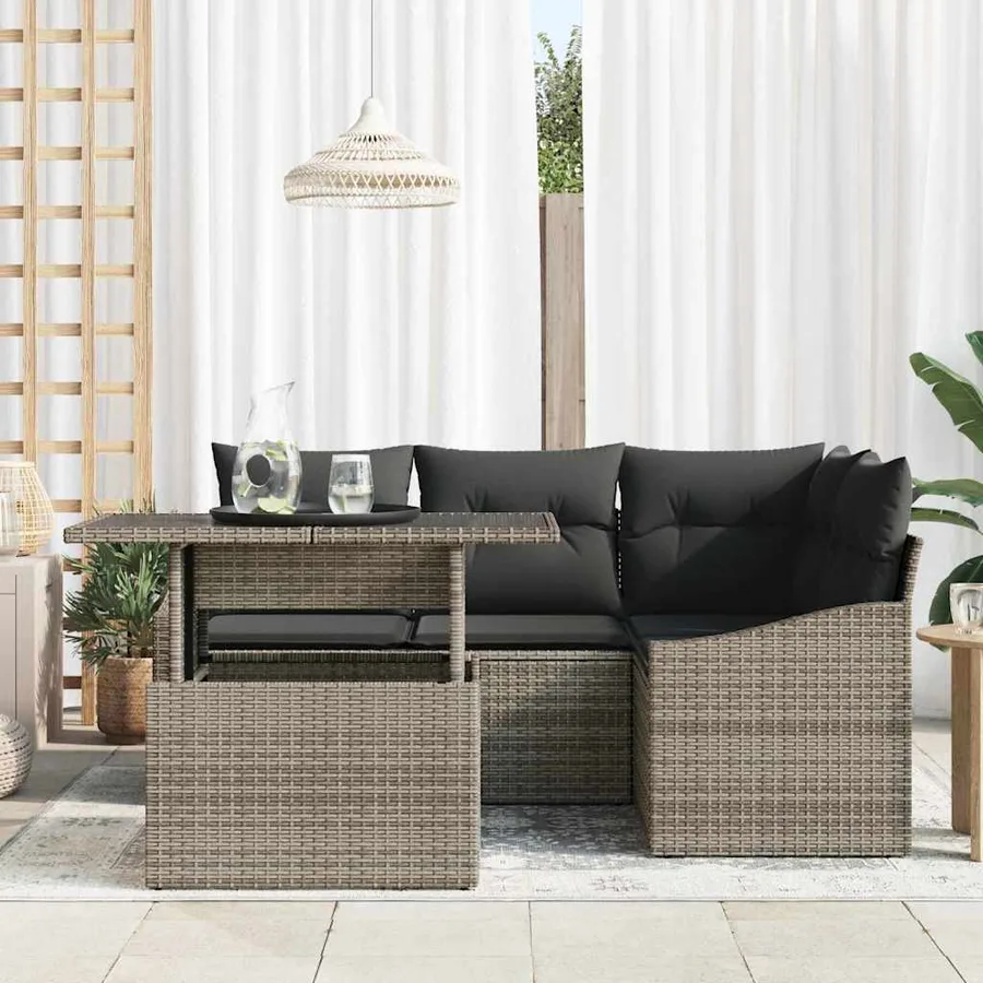 Ensemble de canapé de jardin avec coussin Réglable 5 pcs Gris - 3