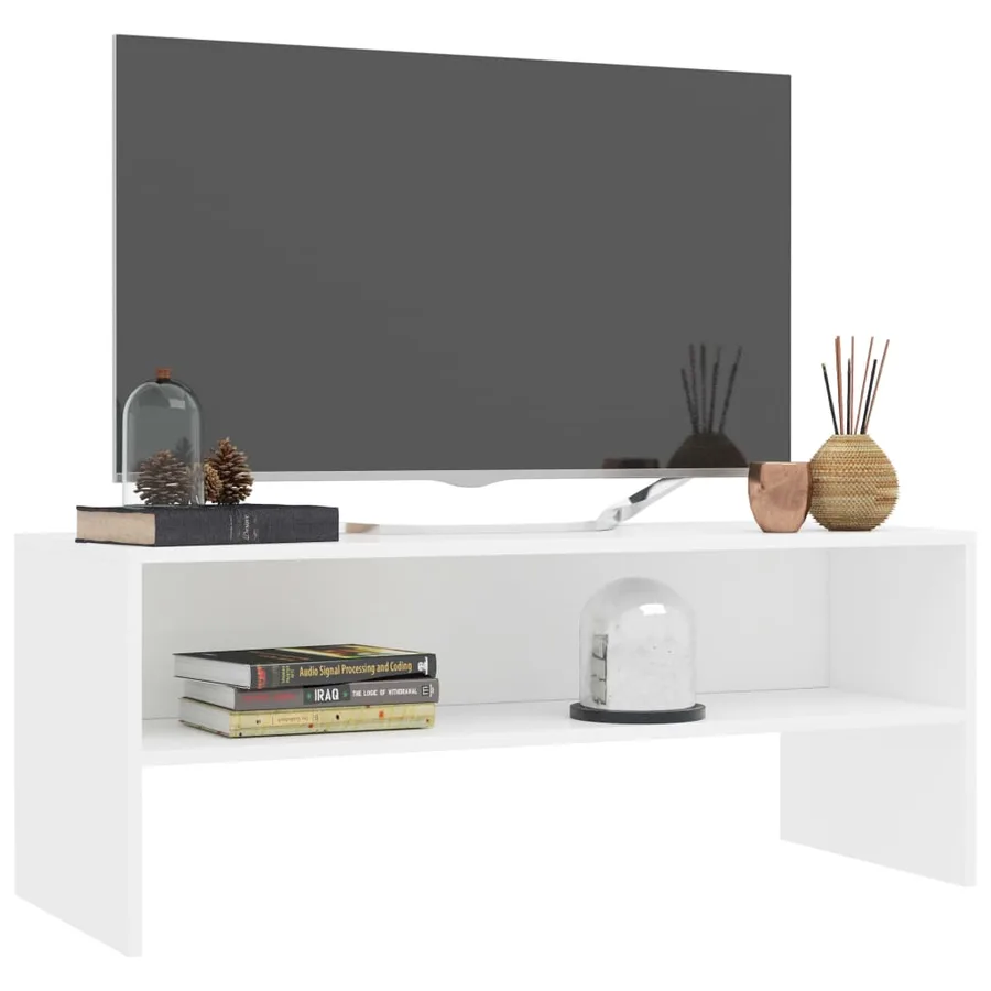 Meuble TV Blanc 100x40x40 cm Bois d’ingénierie - 3