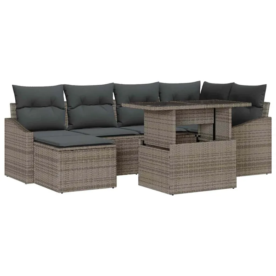 Ensemble de canapé de jardin avec coussin 7 pcs Gris - 2